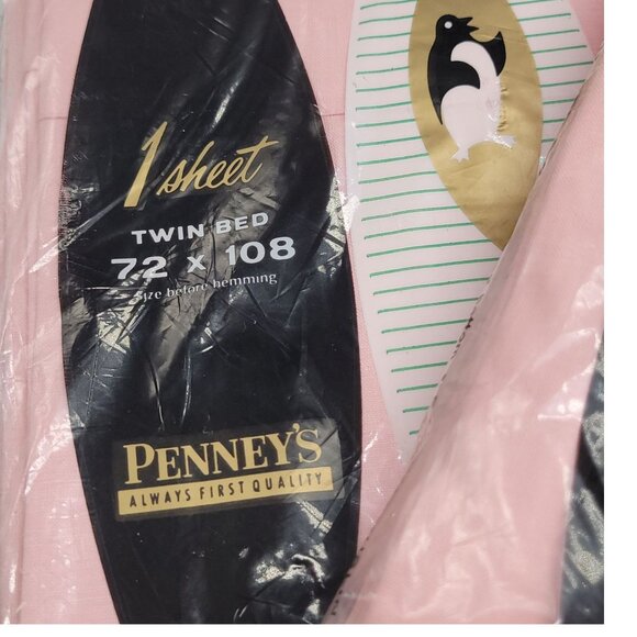 Vintage Penneys Elasta-Fit Twin Bed Sheet Set 72"x108" 100% Cotton Strong Muslin - Picture 2 of 12